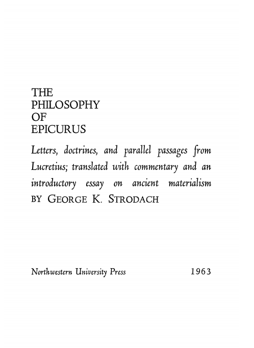Cover of Philosophy of Epicurus