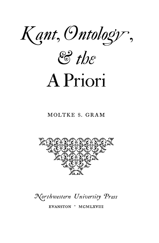 Cover of Kant, Ontology, and the A Priori