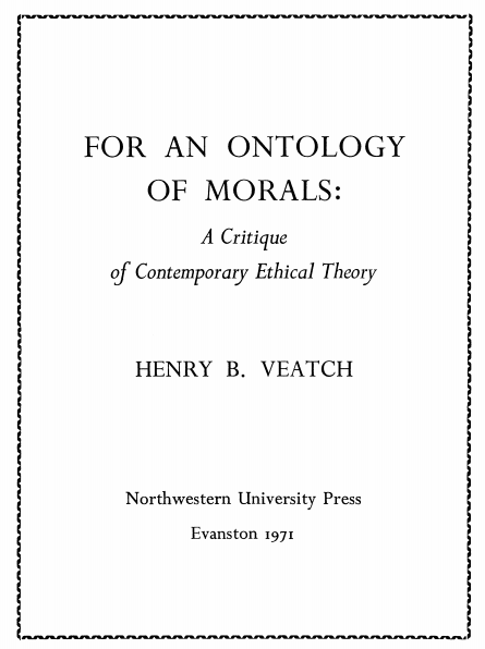 Cover of For an Ontology of Morals