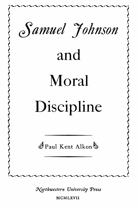 Cover of Samuel Johnson and Moral Discipline