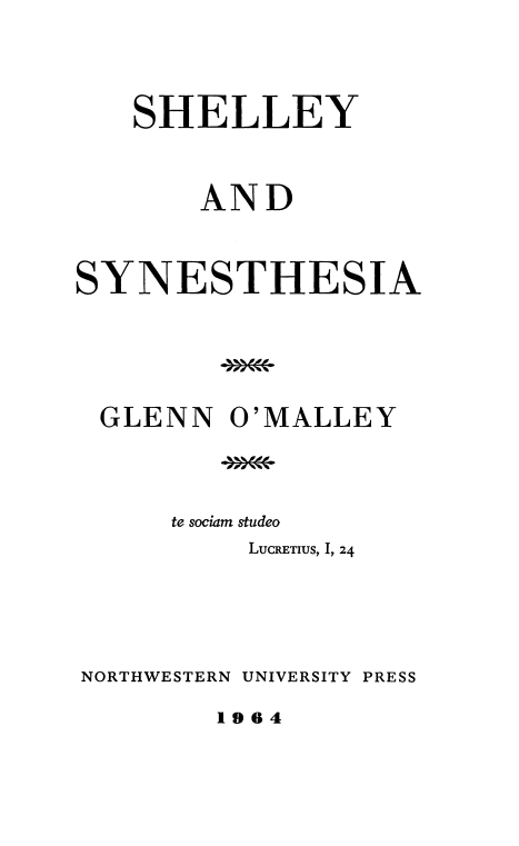 Cover of Shelley and Synesthesia