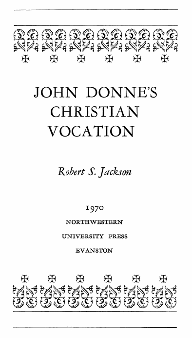 Cover of John Donne's Christian Vocation