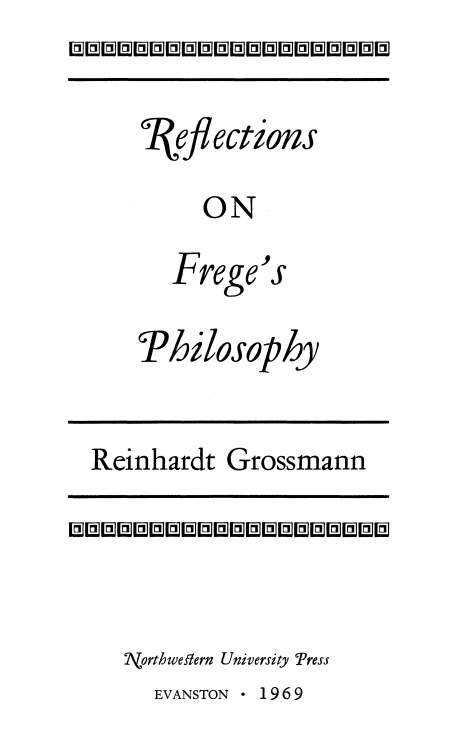 Cover of Reflections on Frege's Philosophy