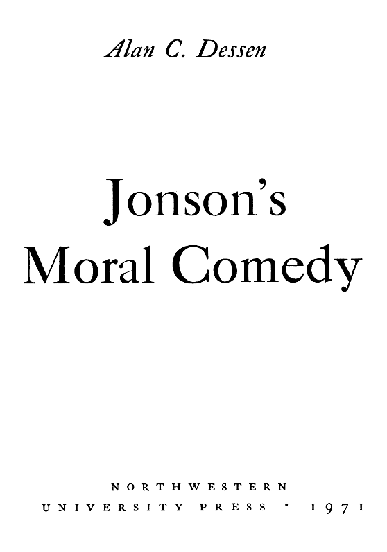 Cover of Jonson's Moral Comedy