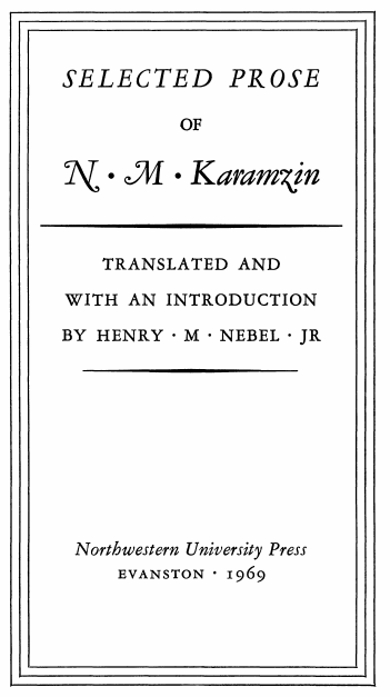 Cover of Selected Prose of N. M. Karamzin