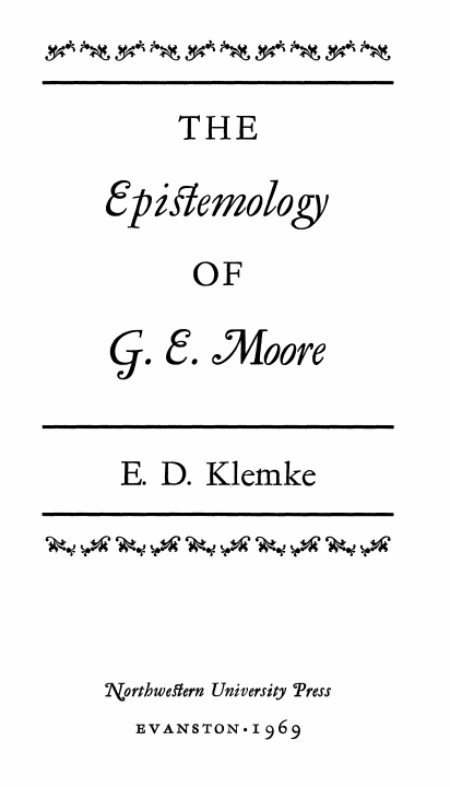 Cover of Epistemology of G. E. Moore