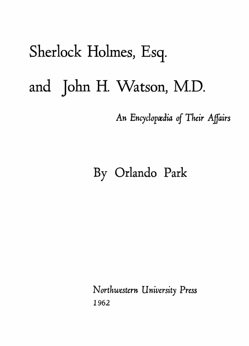 Cover of Sherlock Holmes, Esq., and John H. Watson, M.D.