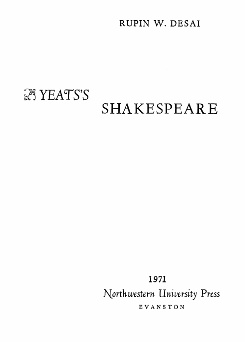 Cover of Yeats's Shakespeare